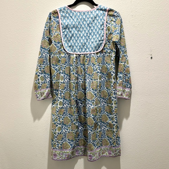 Elegant Floral Long Sleeve Dress in Blue and Green. NWOT - Picture 4 of 6